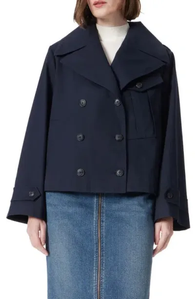 Do By Dee Ocleppo Mixed Media Short Trench Coat In New Navy