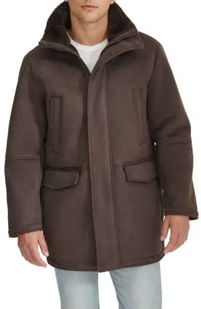 Dockers Men's Faux-shearling Coat In Dark Brown