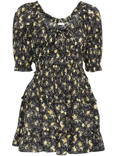 Doen Floral Minidress In Black