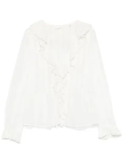 Doen Ruffled Long-sleeved Blouse In White