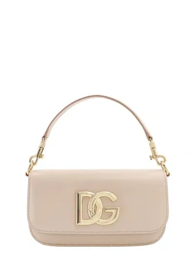 Dolce & Gabbana 3.5 Logo Plaque Small Shoulder Bag In Beige