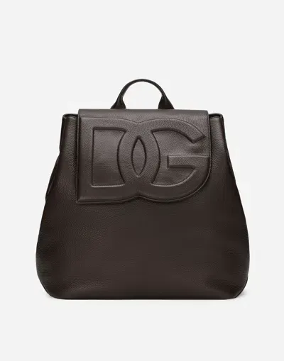 Dolce & Gabbana Logo-embossed Leather-blend Bag In ブラウン