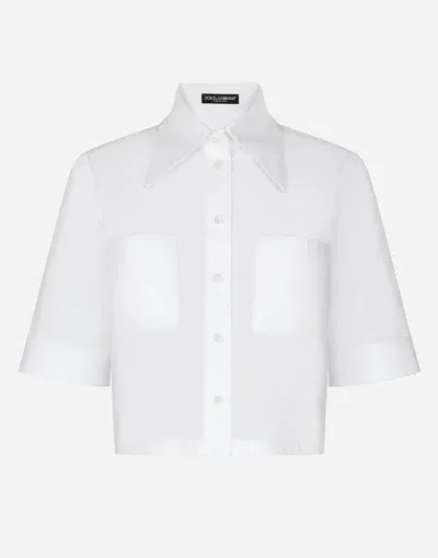 Dolce & Gabbana Cropped Cotton Shirt In ホワイト