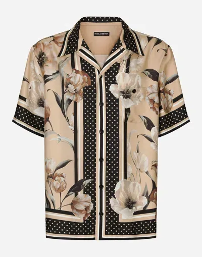 Dolce & Gabbana Silk Twill Hawaiian Shirt With Floral Print In プリ