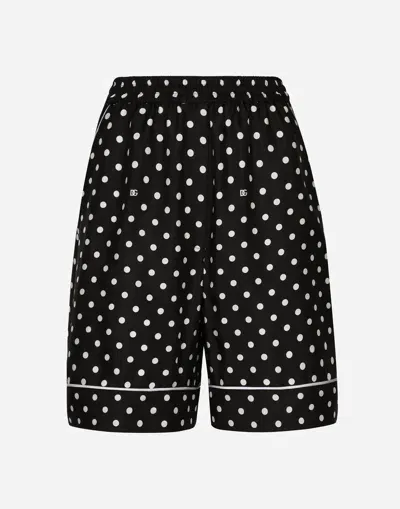 Dolce & Gabbana Silk Pajama Shorts With Polka-dot Print In プリ