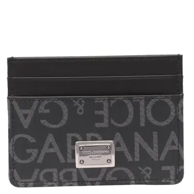 Dolce & Gabbana All Over Logo Cardholder In Black