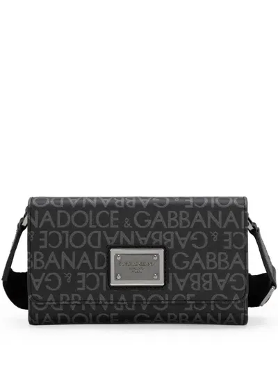 Dolce & Gabbana Logo Print Crossbody Bag In Black