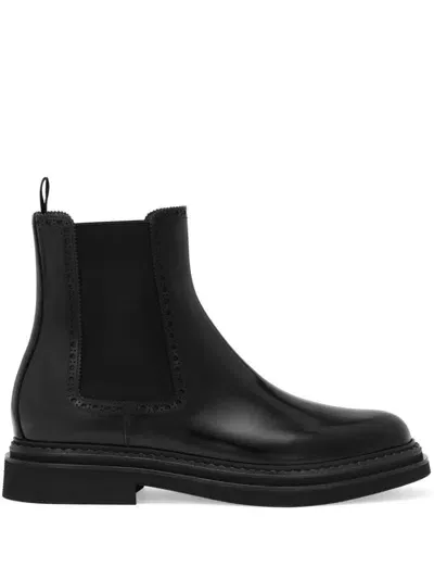 Dolce & Gabbana Brushed Leather Chelsea Boots In Black