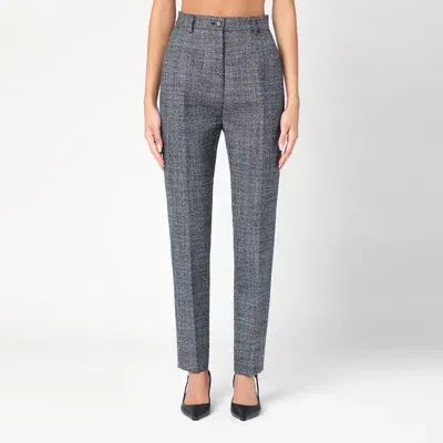 Dolce & Gabbana Anthracite Grey Tweed Cigarette Trousers In Multicolor