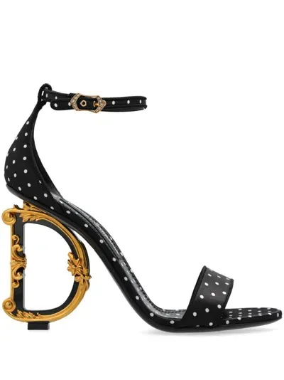 Dolce & Gabbana Baroque Dg 105mm Sandals In Black