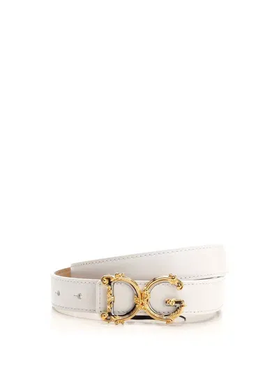 Dolce & Gabbana Calfskin Belt In White