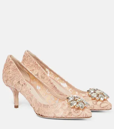 Dolce & Gabbana Bellucci Embellished Lace Pumps In Beige