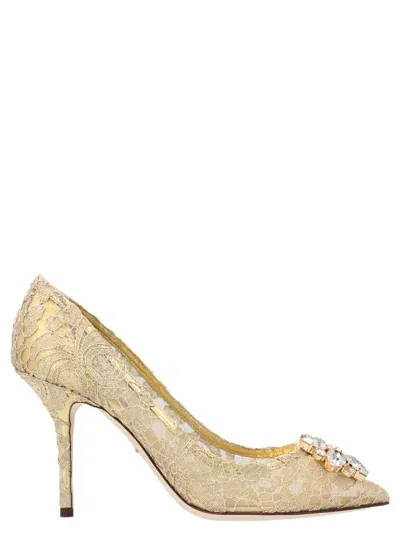 Dolce & Gabbana Bellucci Lace Pumps In Gold