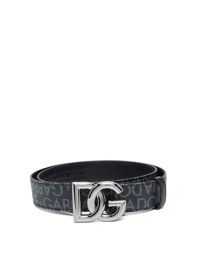 Dolce & Gabbana Belt With Dg Allover Logo In Grey