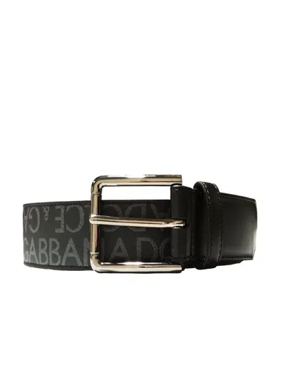 Dolce & Gabbana Belt With Buckle Embroidered With Logo In Black