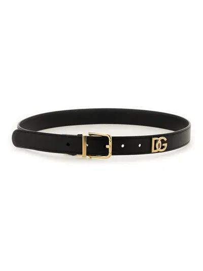 Dolce & Gabbana Belt With Logo In Black