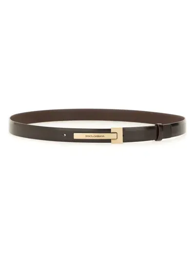 Dolce & Gabbana Belt With Logo In Brown