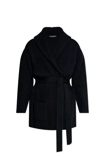 Dolce & Gabbana Ribbed-knit Cardigan In Black