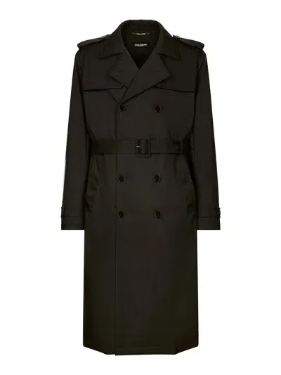 Dolce & Gabbana Belted Double-breasted Trench Coat In ブラック