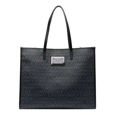 Dolce & Gabbana Large Jacquard Shopper In Black