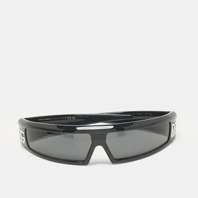 Pre-owned Dolce & Gabbana Black Acetate Dg6181 Shield Sunglasses