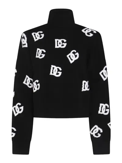 Dolce & Gabbana Black And White Wool Knitwear In Negro