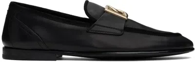 Dolce & Gabbana Black Calfskin Ariosto Slippers In 80999 Nero