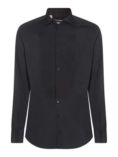 Dolce & Gabbana Cotton Tuxedo Shirt In Negro