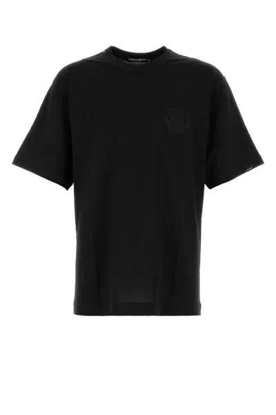 Dolce & Gabbana Cotton Jersey Tonal Logo T-shirt In Black