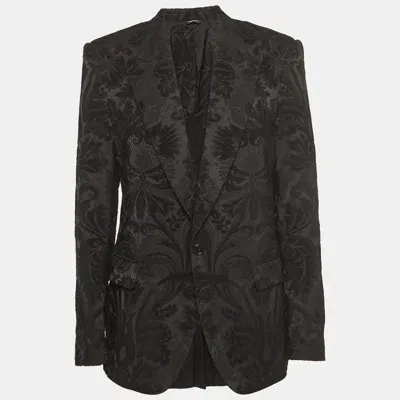 Pre-owned Dolce & Gabbana Black Jacquard Single Breasted Blazer Xl