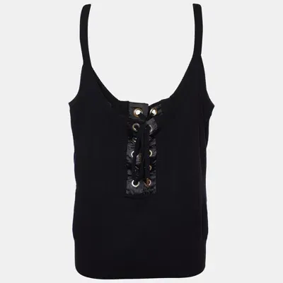 Pre-owned Dolce & Gabbana Black Knit Lace Up Tank Top L