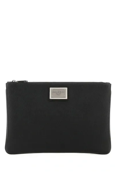 Dolce & Gabbana Black Leather And Nylon Pouch