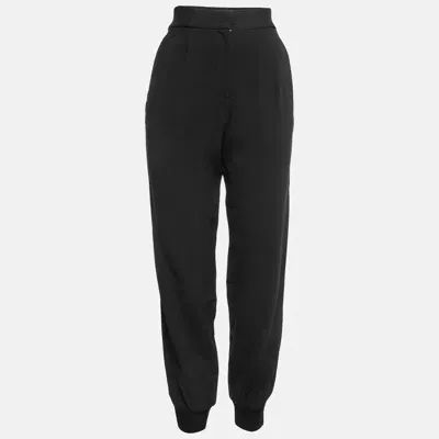 Pre-owned Dolce & Gabbana Black Logo Side Stripe Crepe Joggers Xs