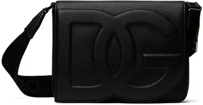 Dolce & Gabbana Black Leather Medium Dg Logo Bag Crossbody Bag In 80999 Nero