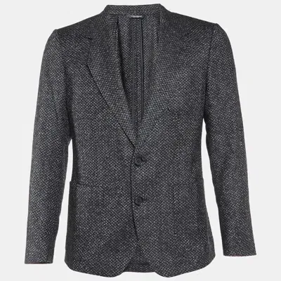 Pre-owned Dolce & Gabbana Black Wool Tweed Single Breasted Blazer S