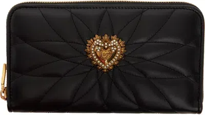 Dolce & Gabbana Black Zip-around Devotion Wallet In 80999 Black