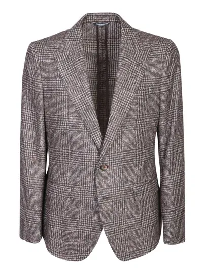 Dolce & Gabbana Prince Of Wales Single-breasted Blazer In Grey