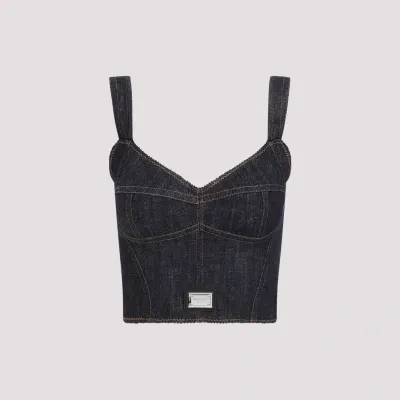 Dolce & Gabbana Blue Cotton Bustier