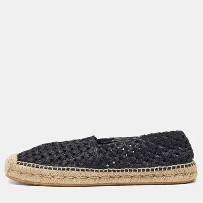 Pre-owned Dolce & Gabbana Blue Woven Leather Espadrille Flats Size 40