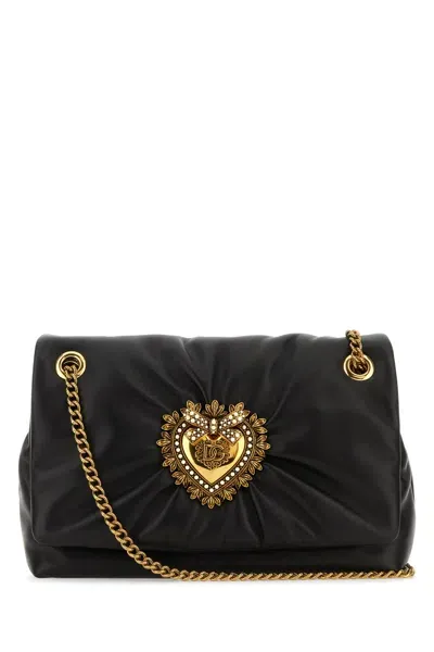 Dolce & Gabbana Logo-plaque Padded Leather Bag In Black