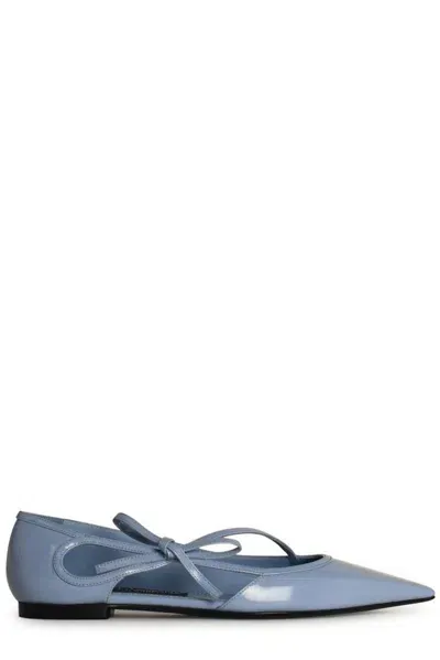 Dolce & Gabbana Bow Detailed Ballet Flats In Blue