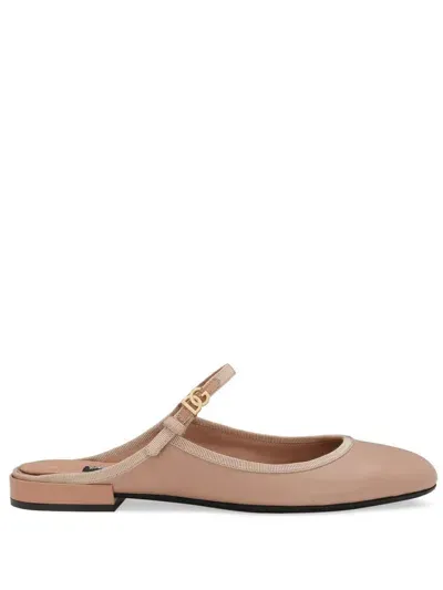 Dolce & Gabbana Buckled Ankle Strap Mules In Beige