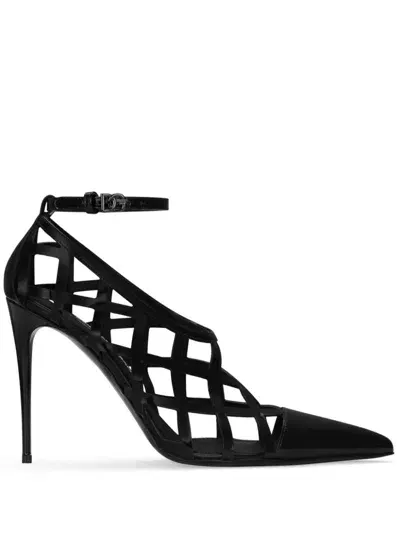 Dolce & Gabbana Caged Leather Pumps In Black