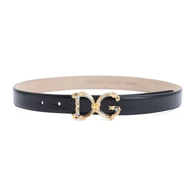 Dolce & Gabbana Calf Leather Belt In Grey