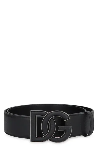 Dolce & Gabbana Calf Leather Belt With Buckle In Nero