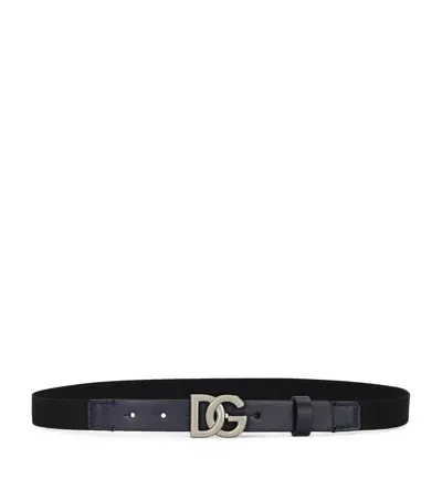 Dolce & Gabbana Kids' Calfskin Elasticated Logo Belt