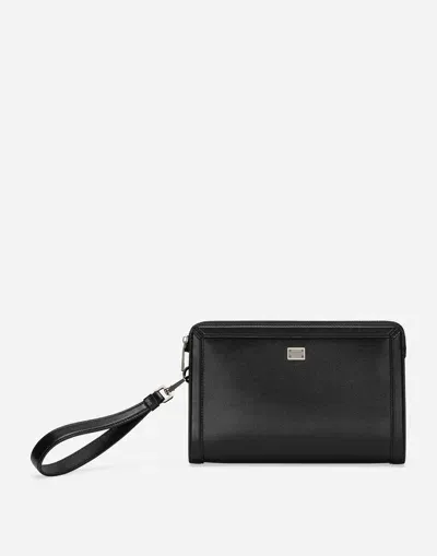 Dolce & Gabbana Calfskin Pouch In Black