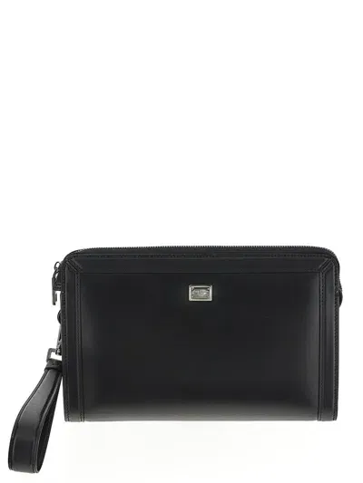 Dolce & Gabbana Calfskin Pouch In Black