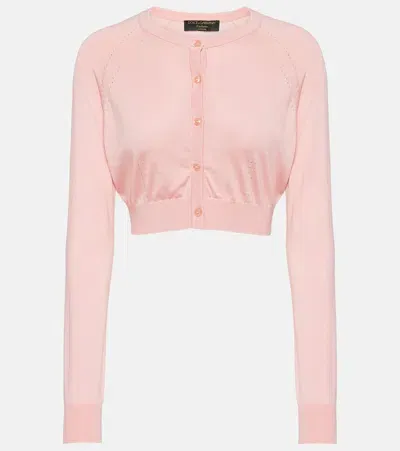 Dolce & Gabbana Capri Cropped Silk Cardigan In Pink