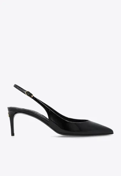 Dolce & Gabbana Cardinale 60 Slingback Pumps In Patent Leather In Black